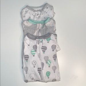 Cloud Island Grey, White, and Mint Reverse Zipper